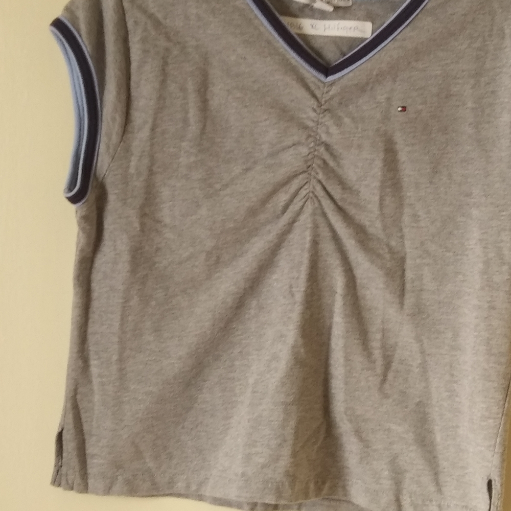 Women's XL Tommy Hilfiger  Gray, Ruched vneck top